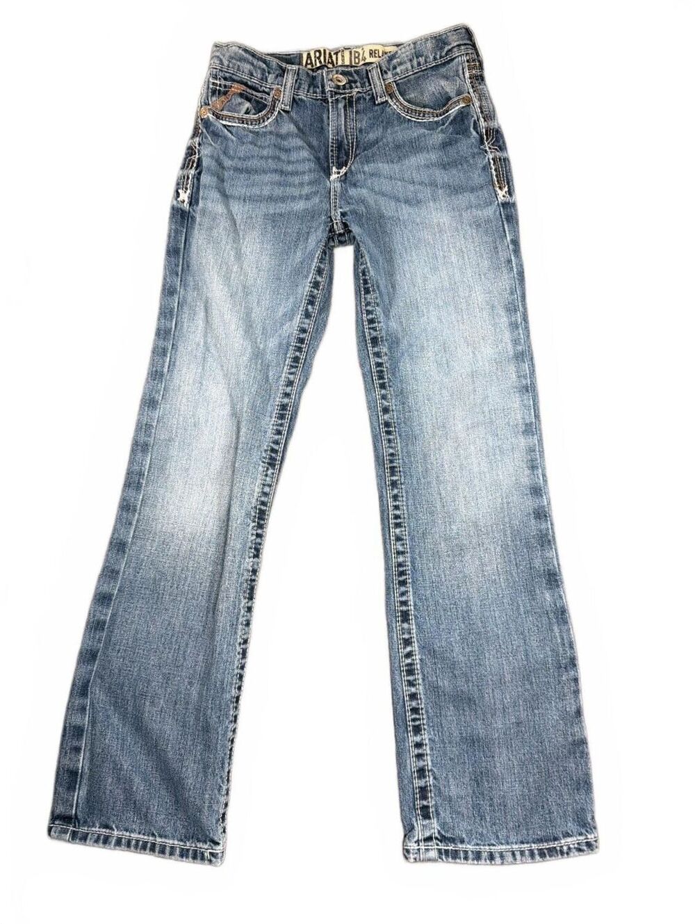 Ariat B4 Relaxed Boot Cut Jeans Kids Size 14 Medium Wash Denim Western Pants